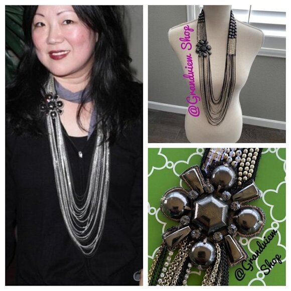 💜 Stella & Dot Ltd. Ed. Nolita Statement Necklace Hematite Multi-Strand - Picture 1 of 7